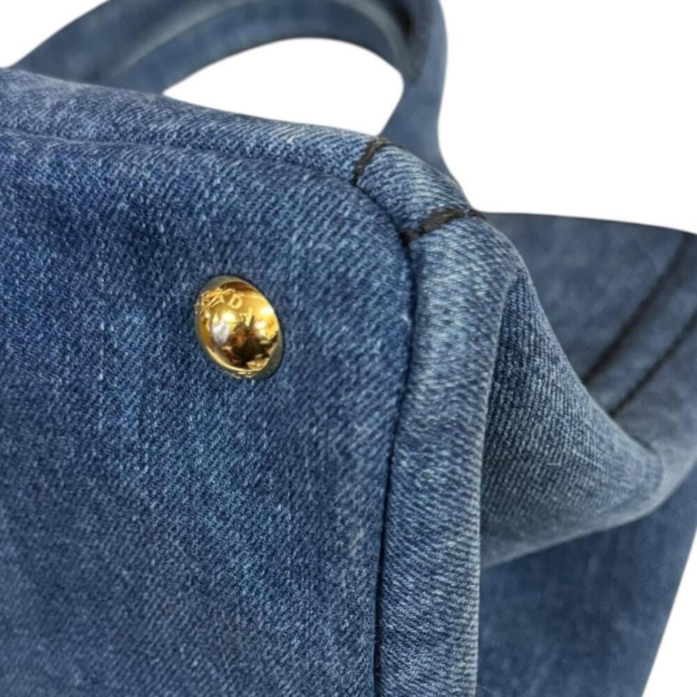 Prada Canapa Tote M Shoulder Bag, Denim 1BG642 Blue, Women's, PRADA 2-way - Picture 14 of 16